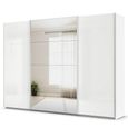 Quadra Sliding Wardrobe - 315cm - 3 Door - Mirror - Alpine White & High Gloss White