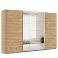 Quadra Sliding Wardrobe - 315cm - 3 Door - Mirror - Artisan Oak