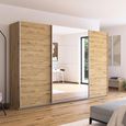 Quadra Sliding Wardrobe - 315cm - 3 Door - Mirror - Artisan Oak