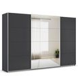 Quadra Sliding Wardrobe - 315cm - 3 Door - Mirror - Metallic Dark Grey