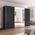 Quadra Sliding Wardrobe - 315cm - 3 Door - Mirror - Metallic Dark Grey