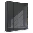 Rauch Quadra Spin 181cm 4 Door Wardrobe - Metallic Dark Grey and Basalt Glass