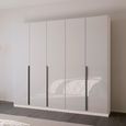 Rauch Quadra Spin 226cm 5 Door Wardrobe - Alpine White and Crystal White Glass