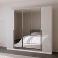 Rauch Quadra Spin 226cm 5 Door Wardrobe with Mirror - Alpine White and Crystal White Glass