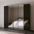 Rauch Quadra Spin 226cm 5 Door Wardrobe with Mirror - Metallic Dark Grey and Basalt Glass