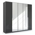 Rauch Quadra Spin 226cm 5 Door Wardrobe with Mirror - Metallic Dark Grey and Grey Effect