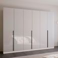 Rauch Quadra Spin 271cm 6 Door Wardrobe - Alpine White and Crystal White Glass