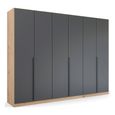 Rauch Quadra Spin 271cm 6 Door Wardrobe - Artisan Oak and Metallic Dark Grey