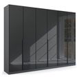 Rauch Quadra Spin 271cm 6 Door Wardrobe - Metallic Dark Grey and Basalt Glass