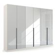 Rauch Quadra Spin 271cm 6 Door Wardrobe with Mirror - Alpine White and Crystal White Glass
