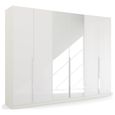 Rauch Quadra Spin 271cm 6 Door Wardrobe with Mirror - Alpine White and High Gloss White