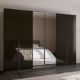 Rauch Quadra Spin 271cm 6 Door Wardrobe with Mirror - Metallic Dark Grey and Basalt Glass