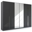 Rauch Quadra Spin 271cm 6 Door Wardrobe with Mirror - Metallic Dark Grey and Grey Effect