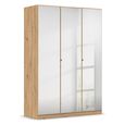 Rauch Reflect 136cm 3 Door Mirrored Wardrobe with Interior Division - Artisan Oak