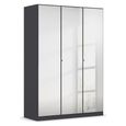 Rauch Reflect 136cm 3 Door Mirrored Wardrobe with Interior Division - Metallic Dark Grey