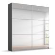 Rauch Reflect 175cm 2 Door Mirrored Sliding Wardrobe with Interior Division - Metallic Dark Grey