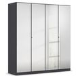 Rauch Reflect 181cm 4 Door Mirrored Wardrobe with Interior Division - Metallic Dark Grey
