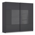Rauch Ruga 226cm 2 Door Sliding Wardrobe - Metallic Dark Grey and Basalt Glass