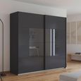 Rauch Ruga 226cm 2 Door Sliding Wardrobe - Metallic Dark Grey and Basalt Glass