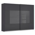 Rauch Ruga 271cm 2 Door Sliding Wardrobe - Metallic Dark Grey and Basalt Glass