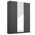 Rauch Skandi 136cm 3 Door Wardrobe with Mirror - Metallic Dark Grey