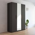 Rauch Skandi 136cm 3 Door Wardrobe with Mirror - Metallic Dark Grey