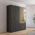 Rauch Skandi 181cm 4 Door Combi Wardrobe - Metallic Dark Grey