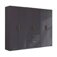 Rauch Skandi 271cm 6 Door Wardrobe with Drawer - Metallic Dark Grey