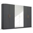 Rauch Skandi 271cm 6 Door Wardrobe with Mirror - Metallic Dark Grey