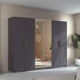 Rauch Skandi 271cm 6 Door Wardrobe with Mirror - Metallic Dark Grey
