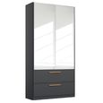 Rauch Skandi 91cm 2 Door Mirrored Wardrobe - Metallic Dark Grey