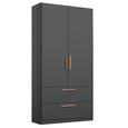 Rauch Skandi 91cm 2 Door Wardrobe with Drawer - Metallic Dark Grey