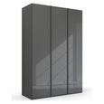 Rauch Skat Meridian 151cm 3 Door Wardrobe - Graphite and Basalt Glass
