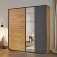 Rauch Slide 175cm 2 Door Sliding Wardrobe with Mirror - Artisan Oak and Metallic Dark Grey