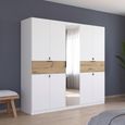 Rauch Ticao 226cm 9 Door Combi Wardrobe - Alpine White and Artisan Oak