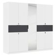 Rauch Ticao 226cm 9 Door Combi Wardrobe - Alpine White and Metallic Dark Grey