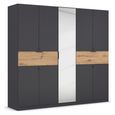 Rauch Ticao 226cm 9 Door Combi Wardrobe - Metallic Dark Grey and Artisan Oak