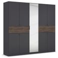 Rauch Ticao 226cm 9 Door Combi Wardrobe - Metallic Dark Grey and Atlantic Dark Oak