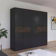 Rauch Ticao 226cm 9 Door Wardrobe - Metallic Dark Grey and Atlantic Dark Oak