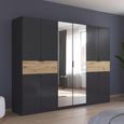 Rauch Ticao 271cm 10 Door Combi Wardrobe - Metallic Dark Grey and Artisan Oak