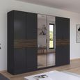 Rauch Ticao 271cm 10 Door Combi Wardrobe - Metallic Dark Grey and Atlantic Dark Oak