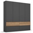 Rauch Winnipeg 181cm 4 Door Wardrobe with Lighting - Metallic Dark Grey and Halifax Oak