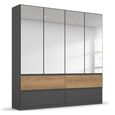 Rauch Winnipeg 181cm 4 Door Wardrobe with Mirror - Metallic Dark Grey and Halifax Oak