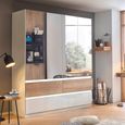 Winnipeg Wardrobe - 181cm - 4 Door - Mirror - with Lighting - High Gloss Alpine White & Halifax Oak