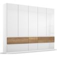 Rauch Winnipeg 226cm 5 Door Wardrobe with Lighting - Alpine White High Gloss and Halifax Oak