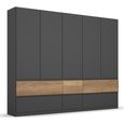 Rauch Winnipeg 226cm 5 Door Wardrobe with Lighting - Metallic Dark Grey and Halifax Oak