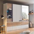 Winnipeg Wardrobe - 226cm - 5 Door - Mirror - High Gloss Alpine White & Halifax Oak
