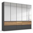 Rauch Winnipeg 226cm 5 Door Wardrobe with Mirror - Metallic Dark Grey and Halifax Oak
