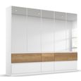 Rauch Winnipeg 226cm 5 Door Wardrobe with Mirror and Lighting - Alpine White and Halifax Oak