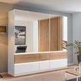 Rauch Winnipeg 226cm 5 Door Wardrobe with Mirror and Lighting - Alpine White and Halifax Oak
